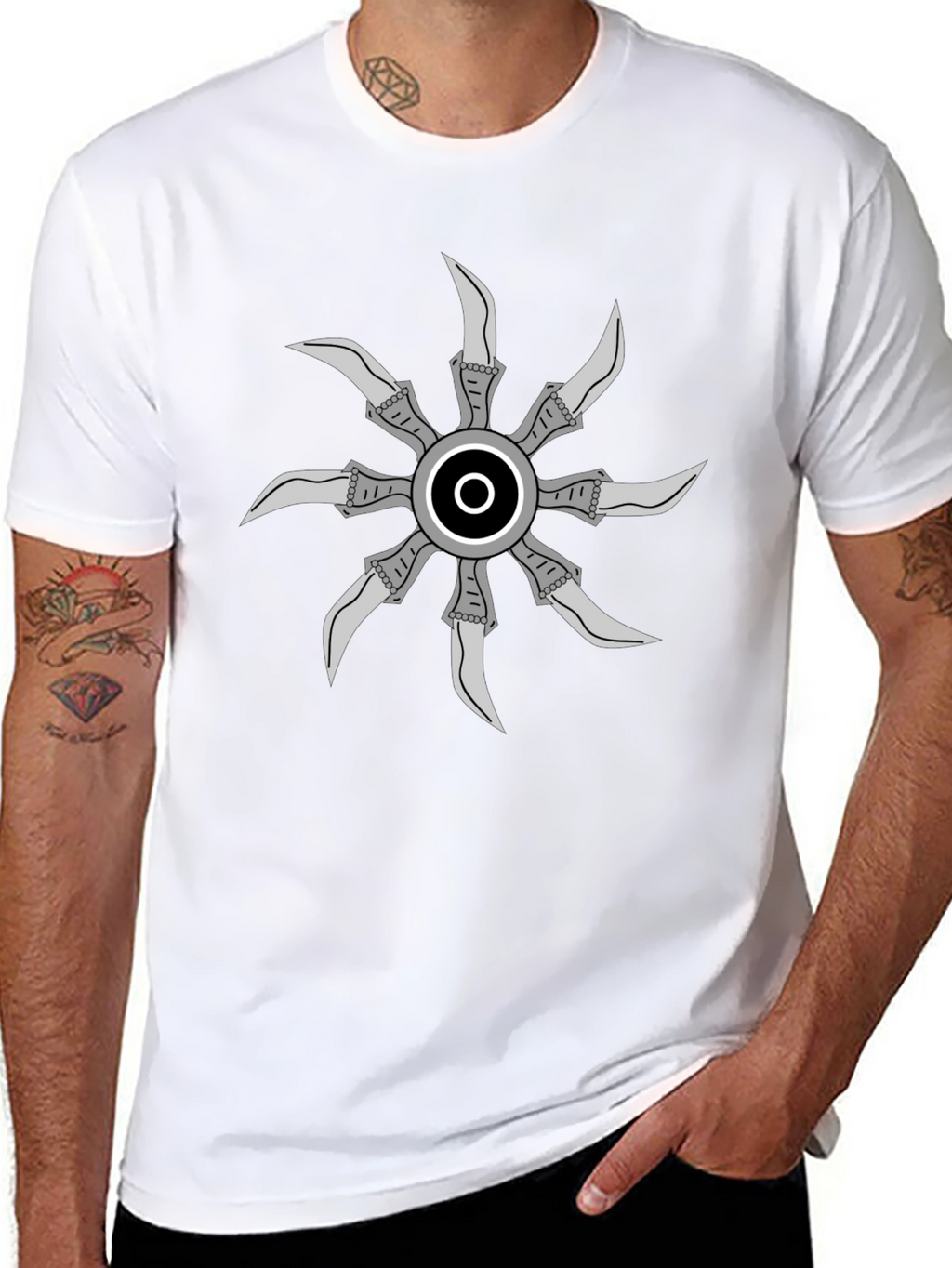 Graphic Tee with Unique Circular Blade Design