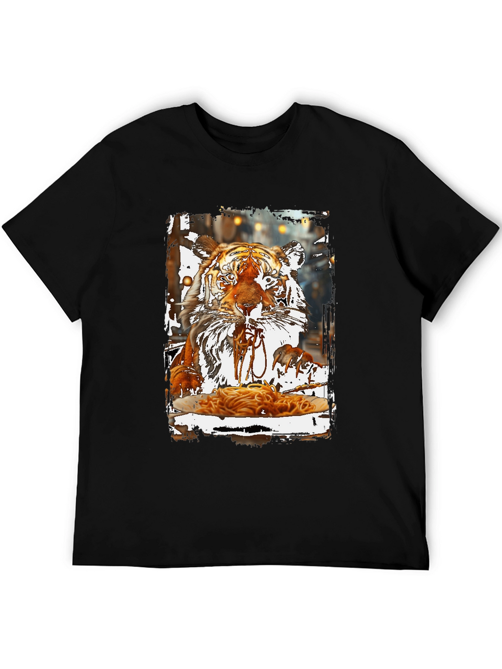 Tiger Eating Spaghetti Graphic T-Shirt