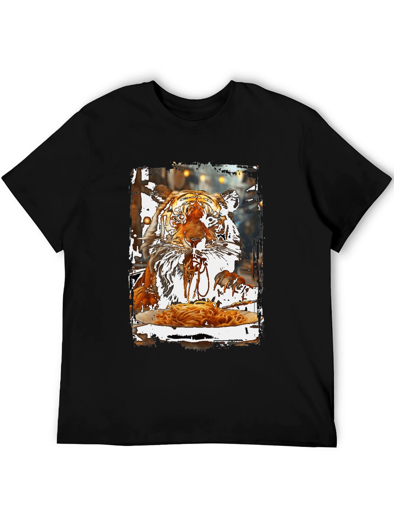 Tiger Eating Spaghetti Graphic T-Shirt