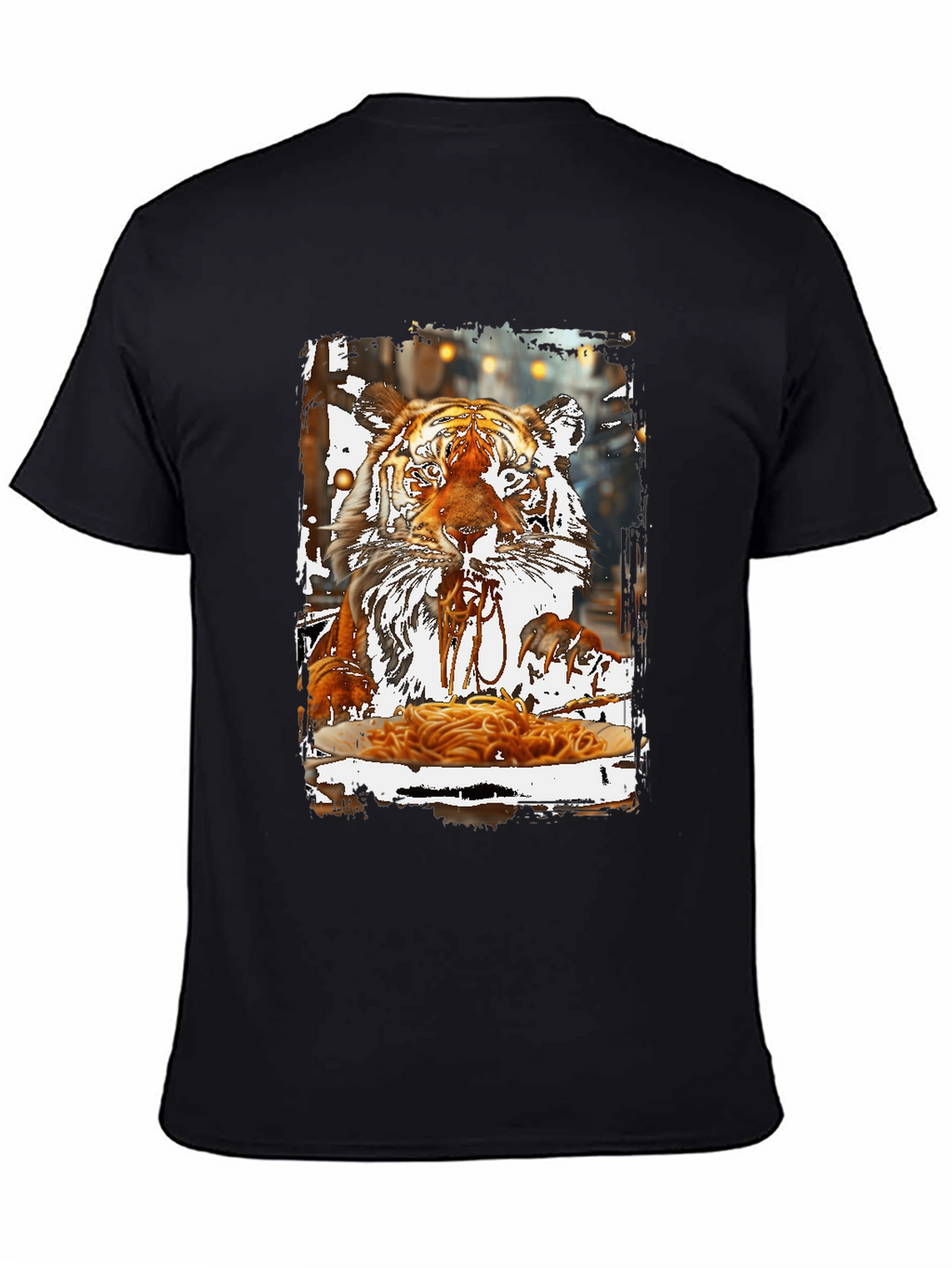 Tiger Eating Spaghetti Graphic T-Shirt