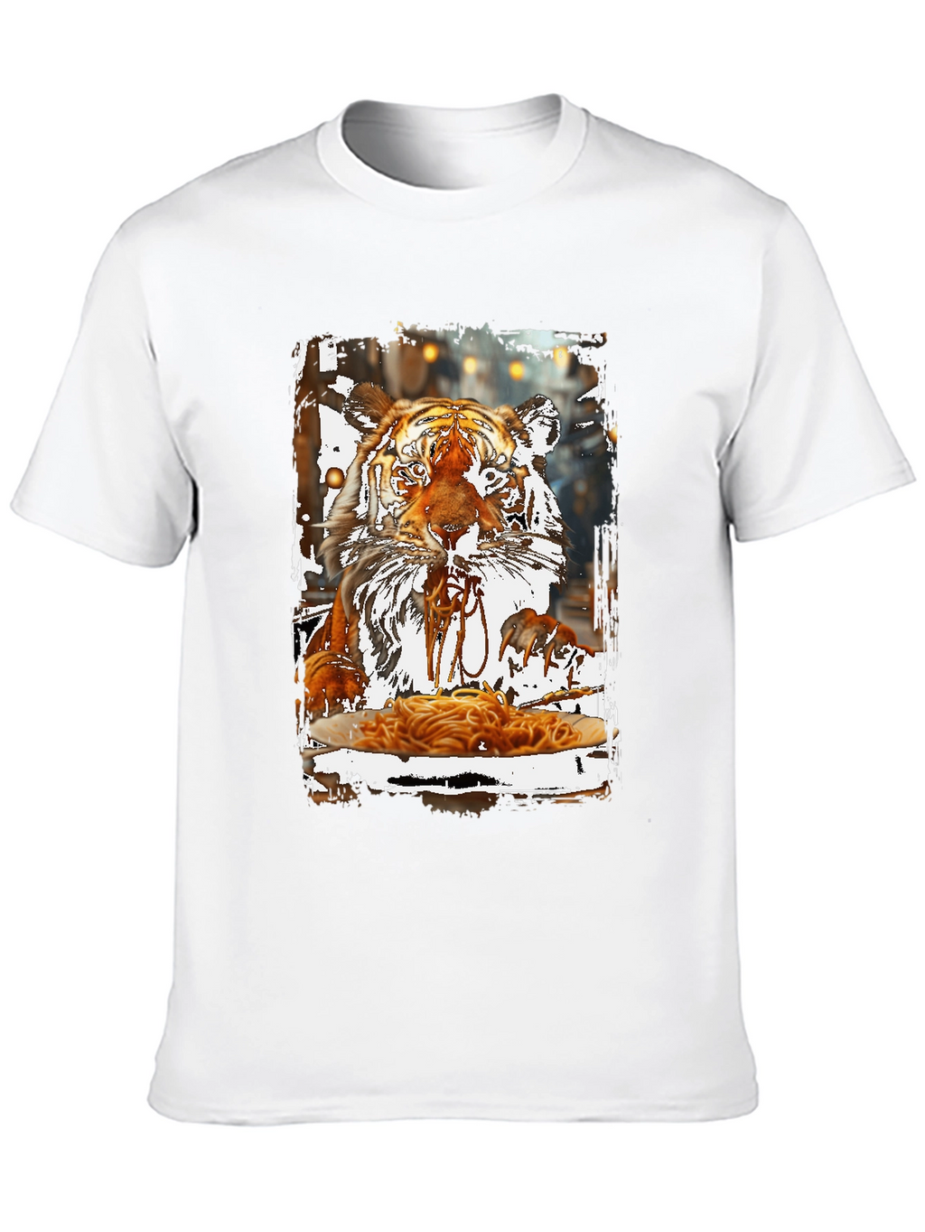 Tiger Eating Spaghetti Graphic T-Shirt