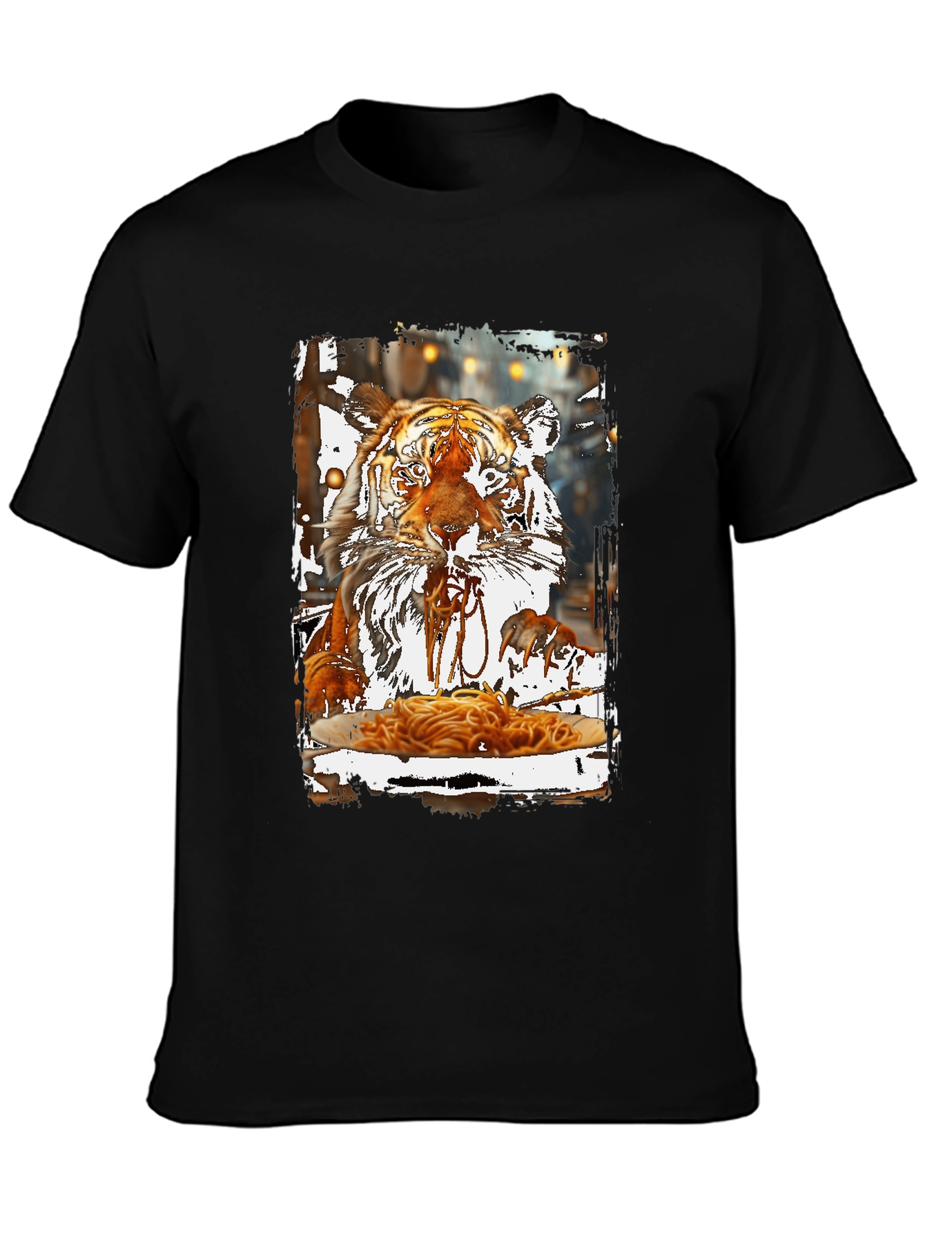 Tiger Eating Spaghetti Graphic T-Shirt