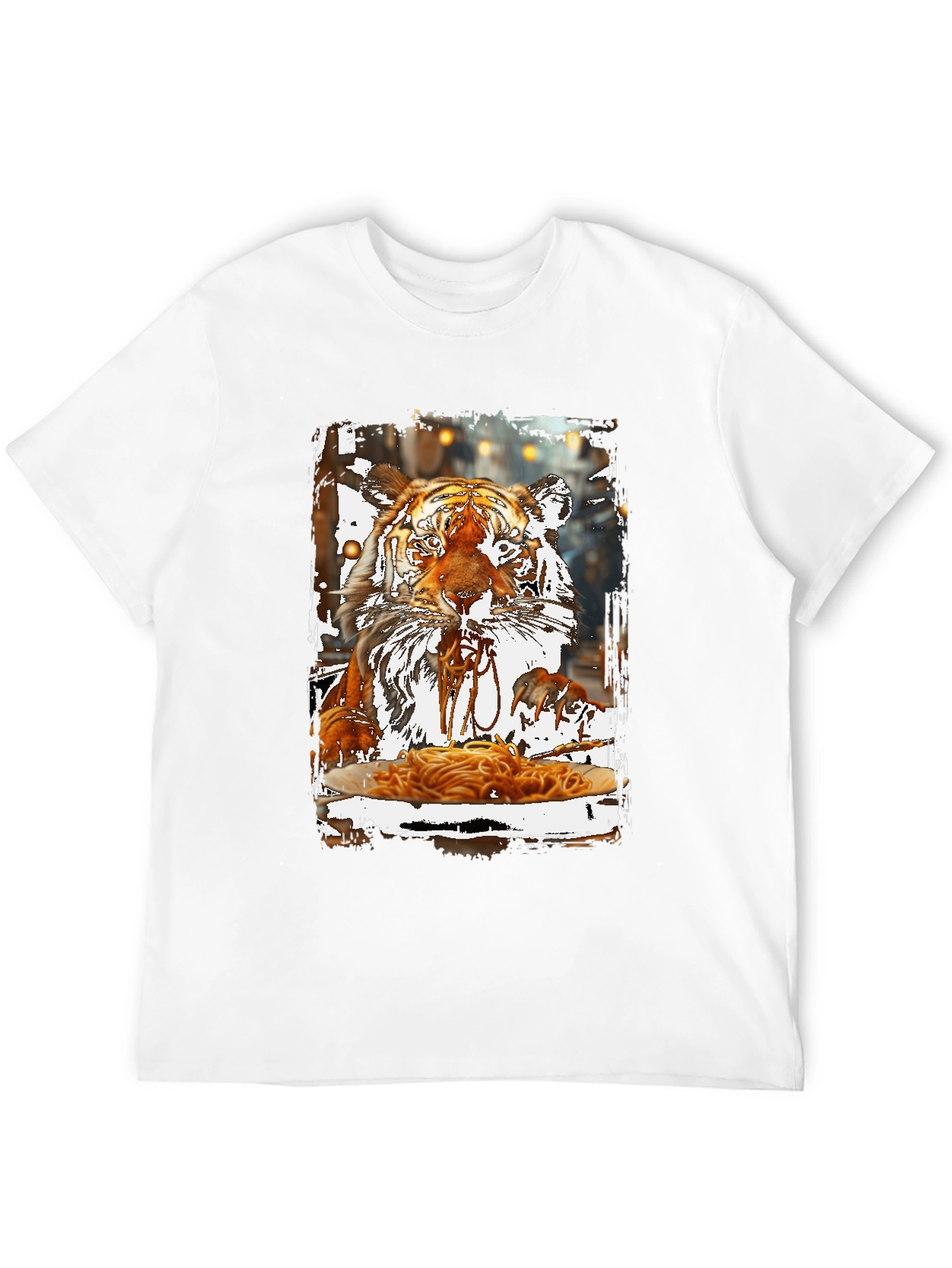 Tiger Eating Spaghetti Graphic T-Shirt