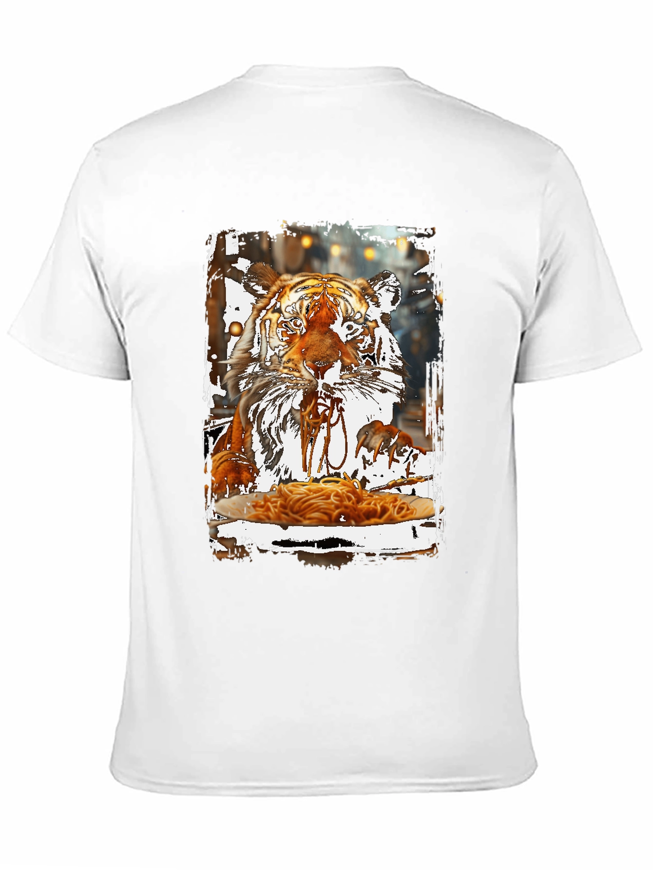 Tiger Eating Spaghetti Graphic T-Shirt