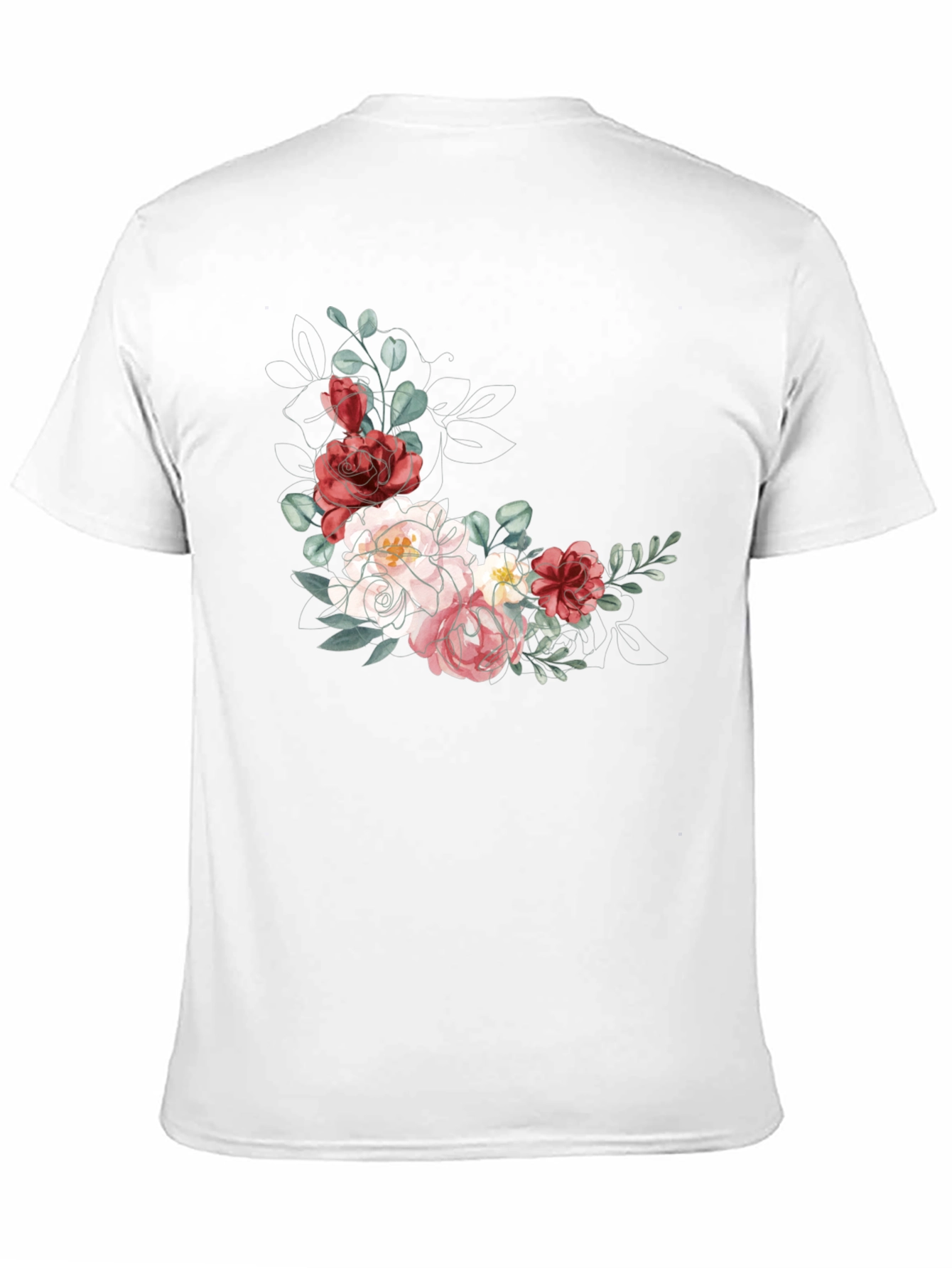 Floral T-Shirt: Elegant Flower Design Black Tee