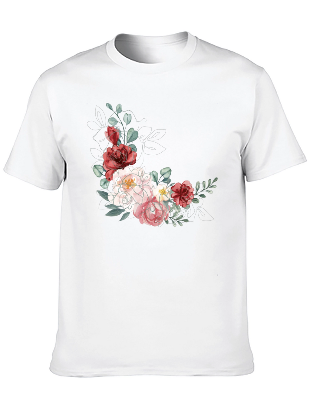 Floral T-Shirt: Elegant Flower Design Black Tee
