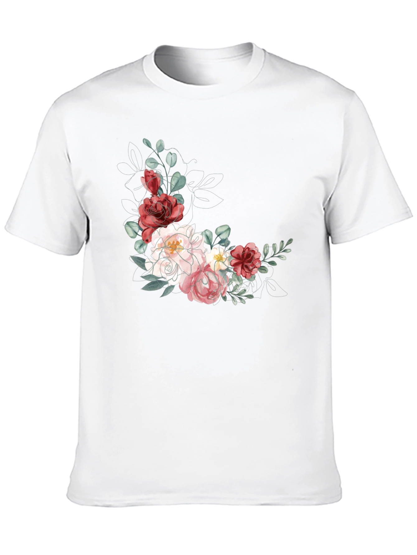 Floral T-Shirt: Elegant Flower Design Black Tee