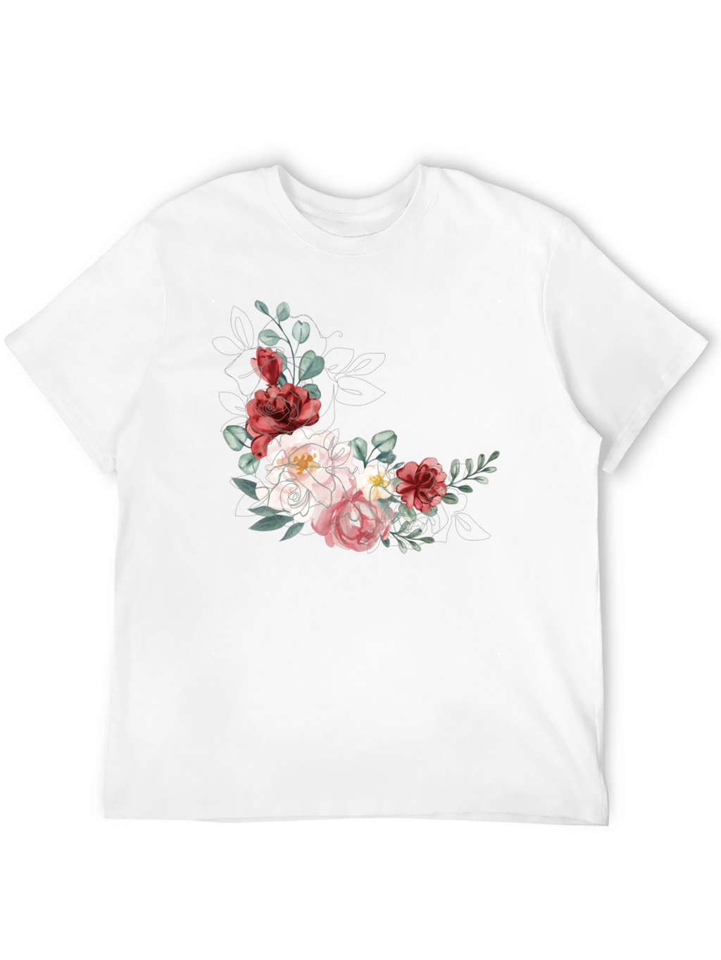 Floral T-Shirt: Elegant Flower Design Black Tee