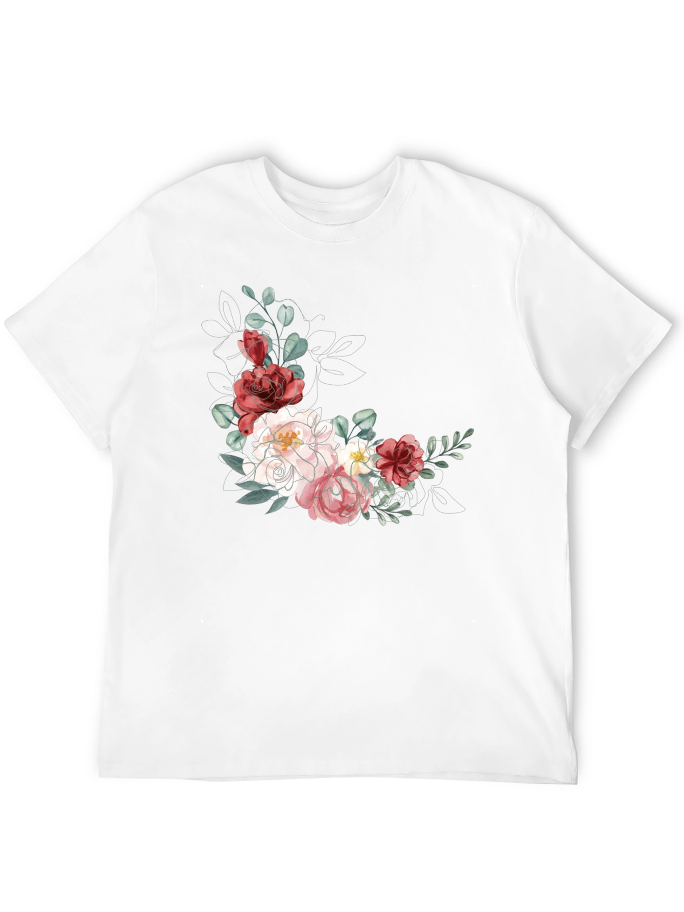 Floral T-Shirt: Elegant Flower Design Black Tee