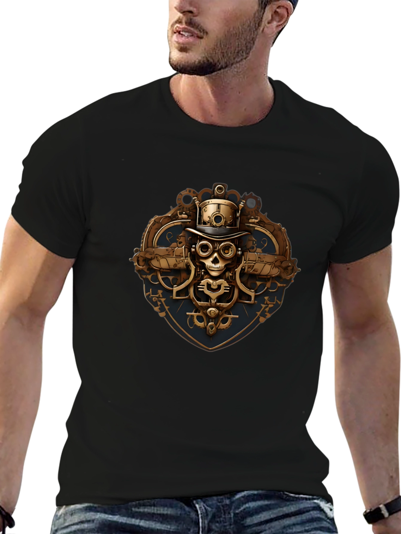 Steampunk Skull Graphic T-Shirt
