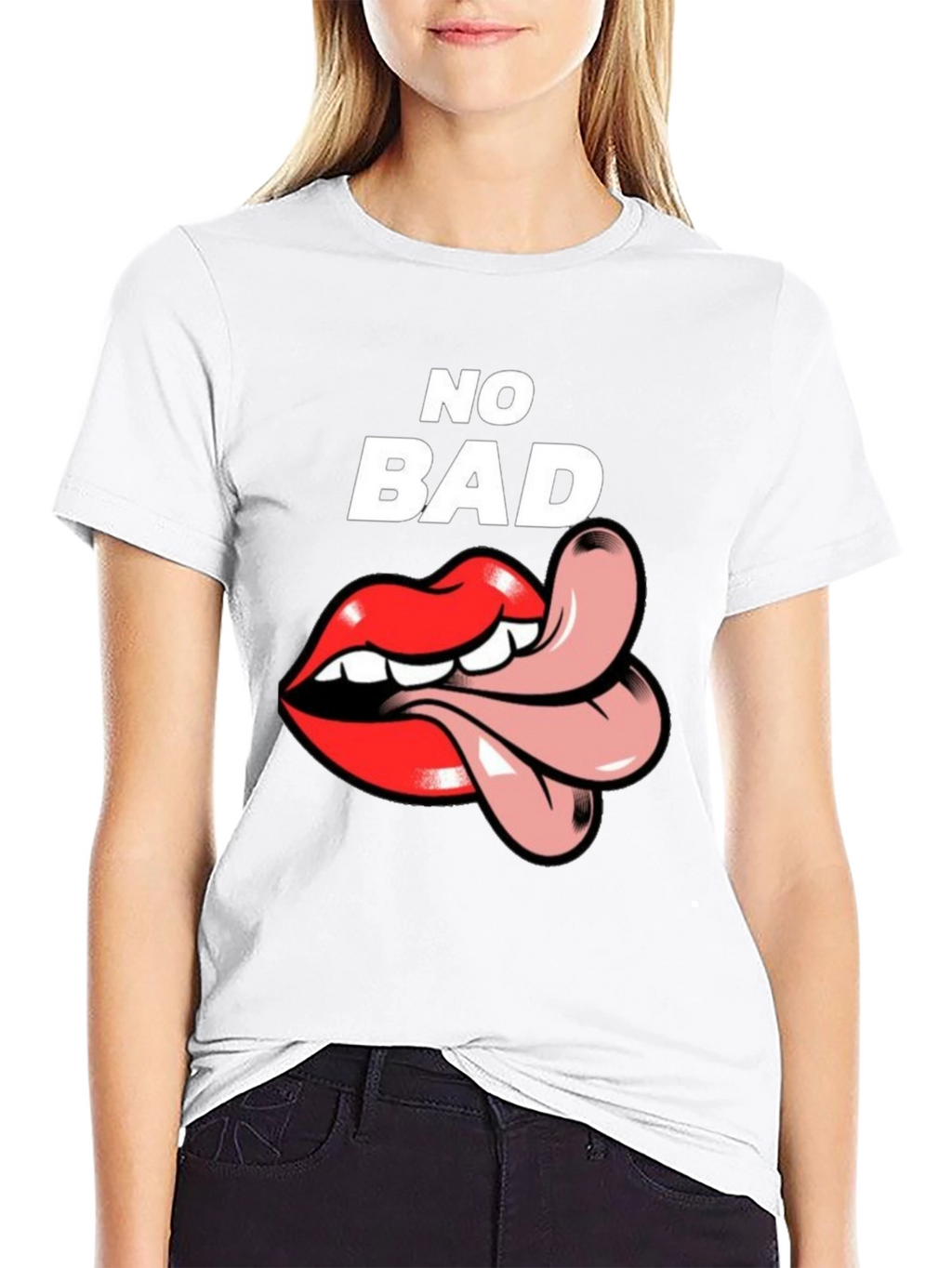 No Bad Vibes T-Shirt with Tongue Graphic