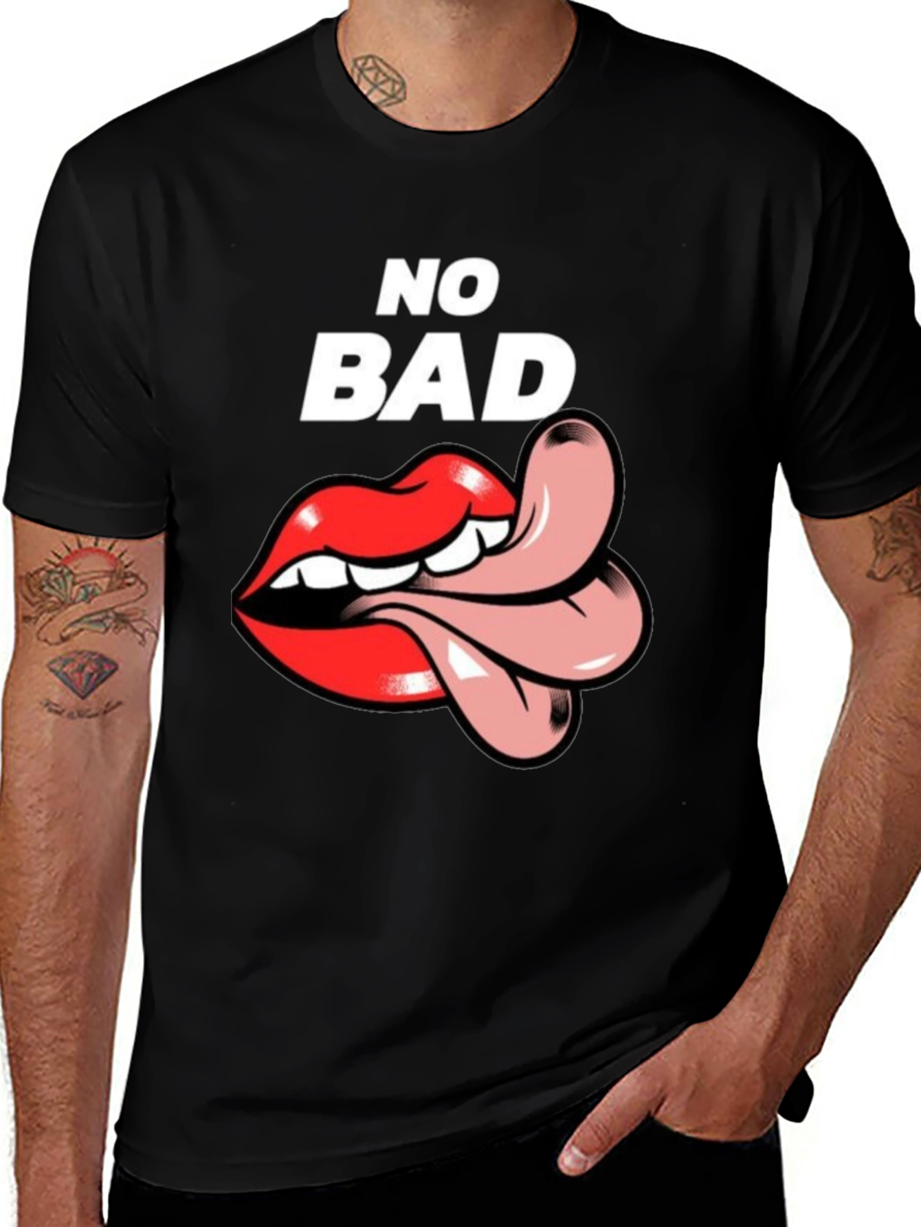 No Bad Vibes T-Shirt with Tongue Graphic