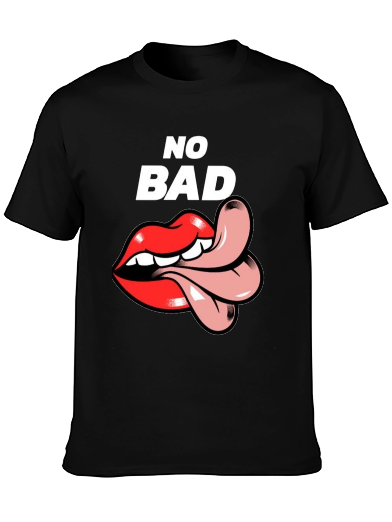 No Bad Vibes T-Shirt with Tongue Graphic