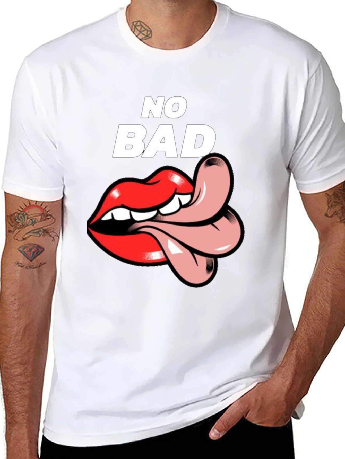 No Bad Vibes T-Shirt with Tongue Graphic