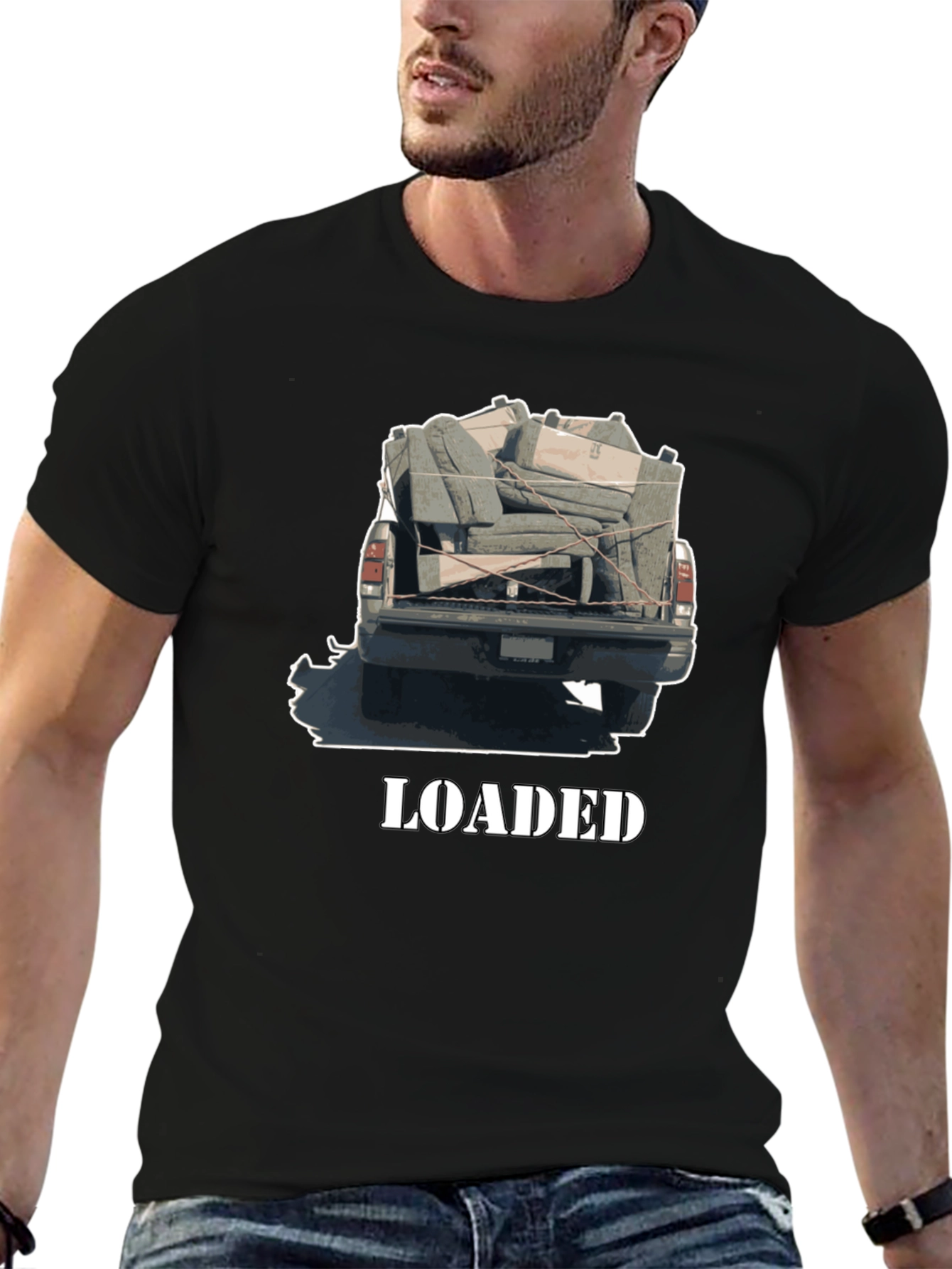Loaded Truck Graphic Tee - Quirky Black T-Shirt