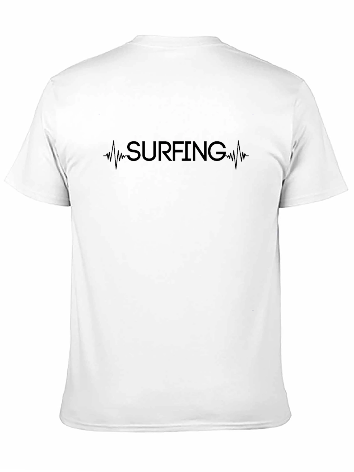 Surfing Heartbeat Graphic Mens Black T-Shirt