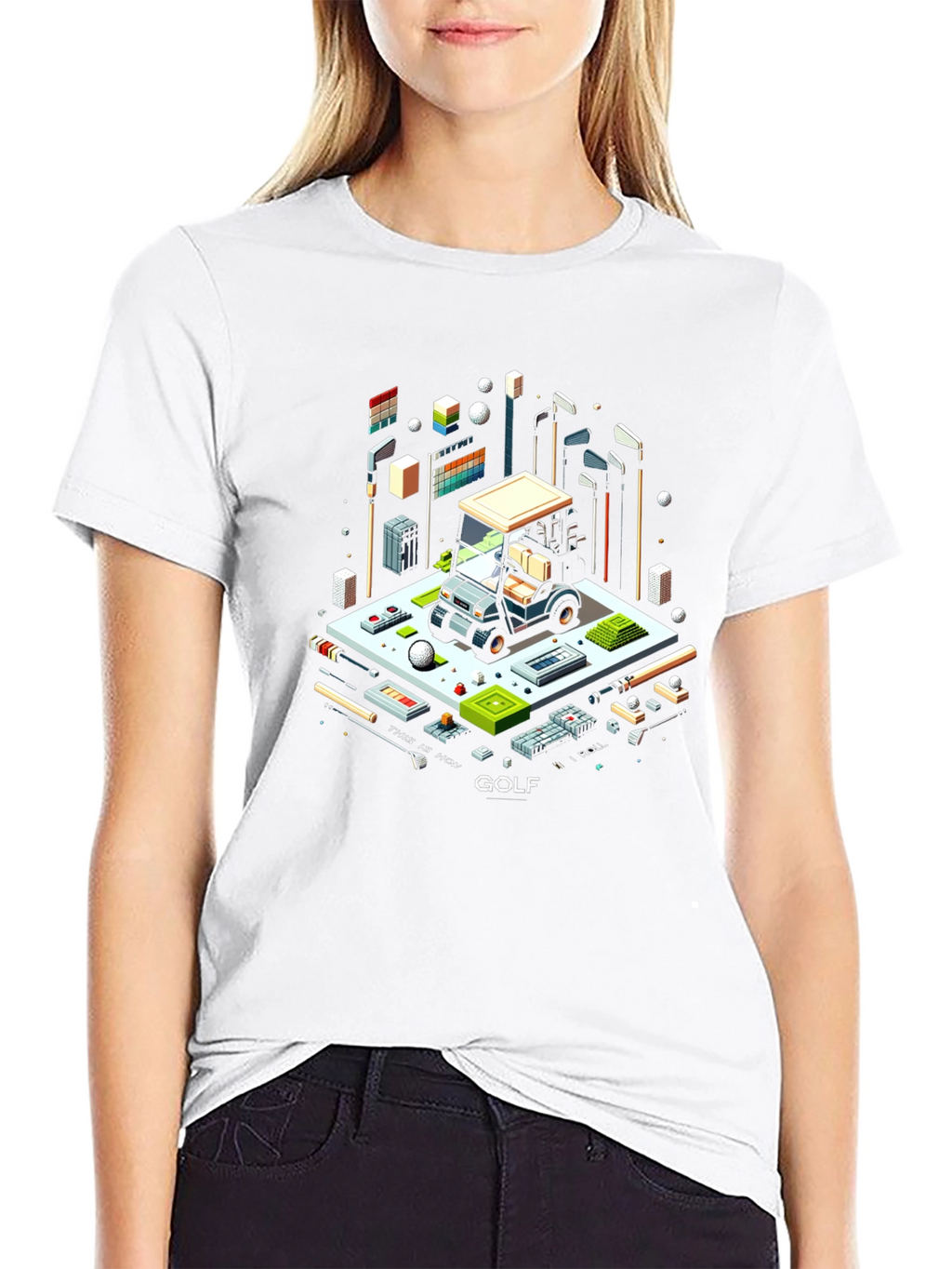 Isometric Golf Cart T-Shirt - Pixel Art Tee