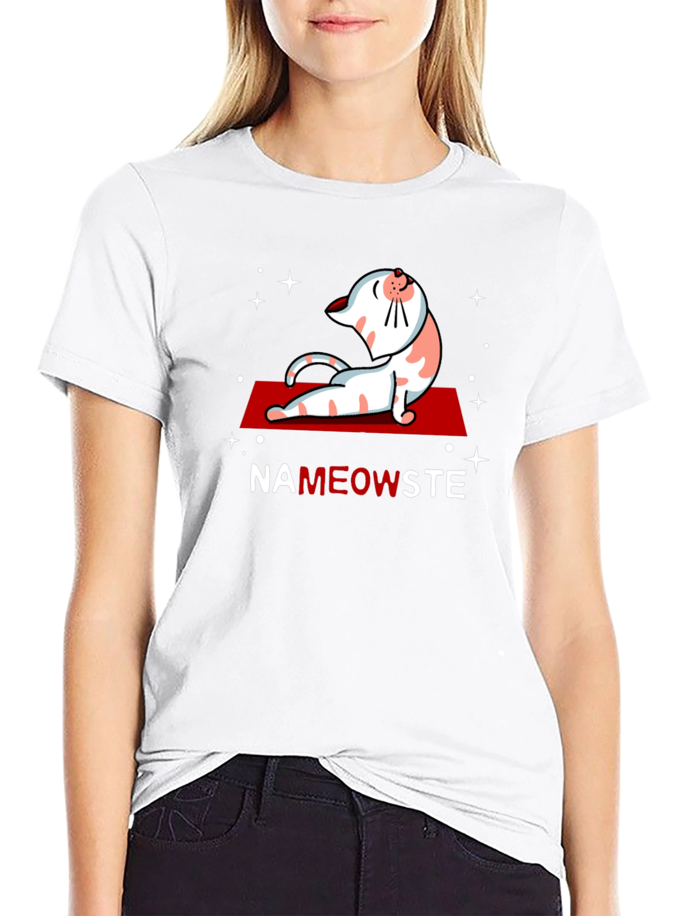 NaMEOWste Cat Yoga T-Shirt - Black Cotton Tee