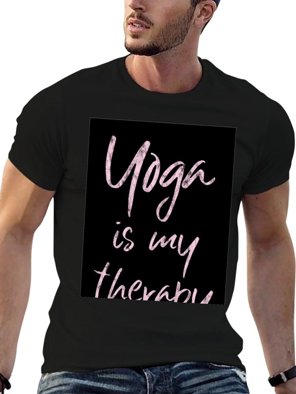 Yoga Is My Therapy Black T-Shirt