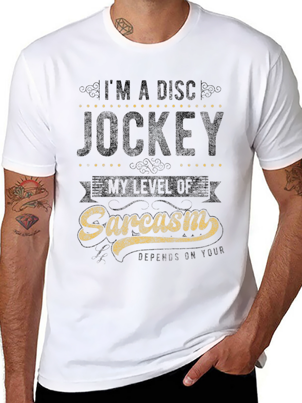 Sarcastic Disc Jockey Graphic Tee - Black Cotton Shirt