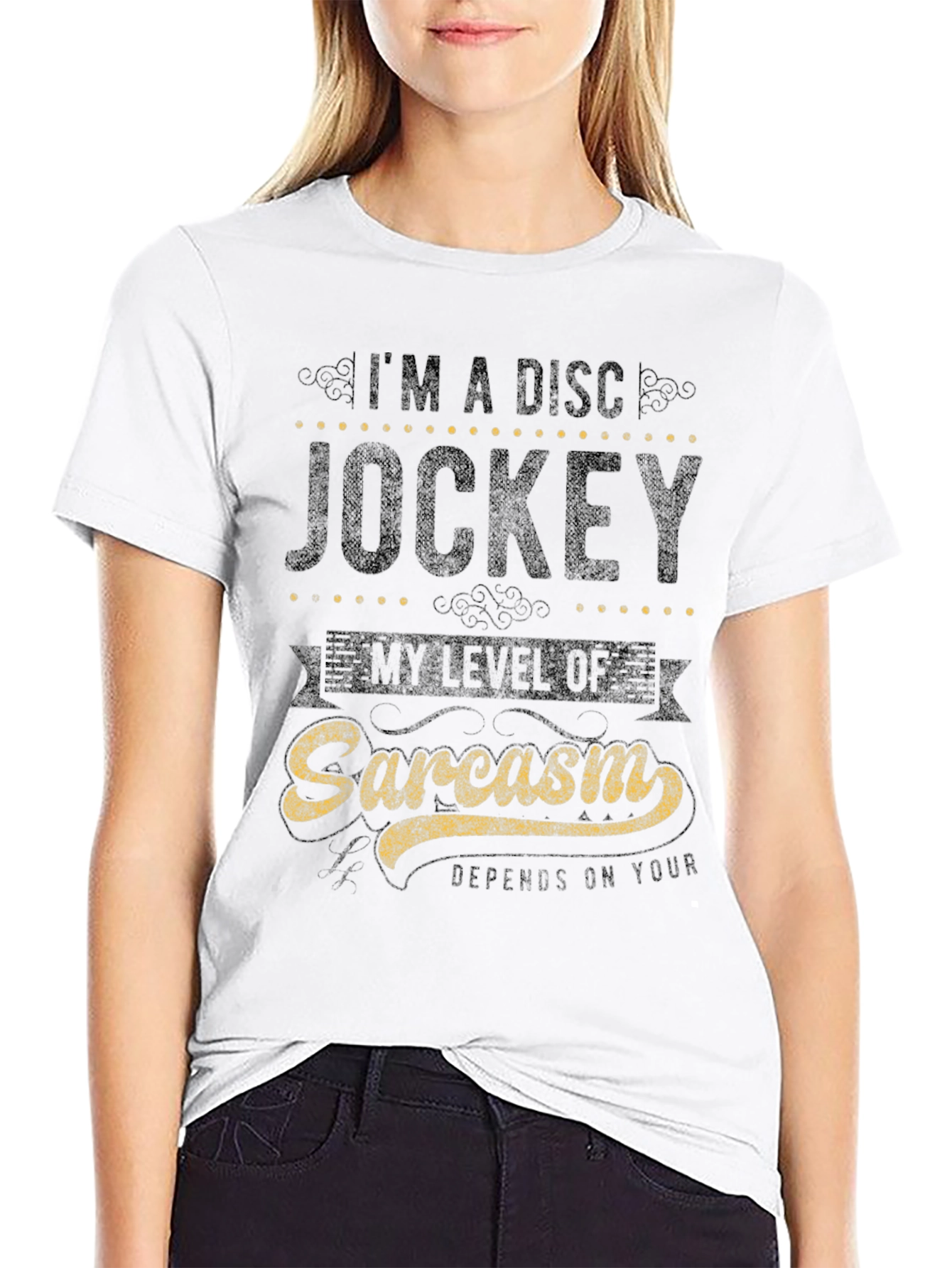 Sarcastic Disc Jockey Graphic Tee - Black Cotton Shirt