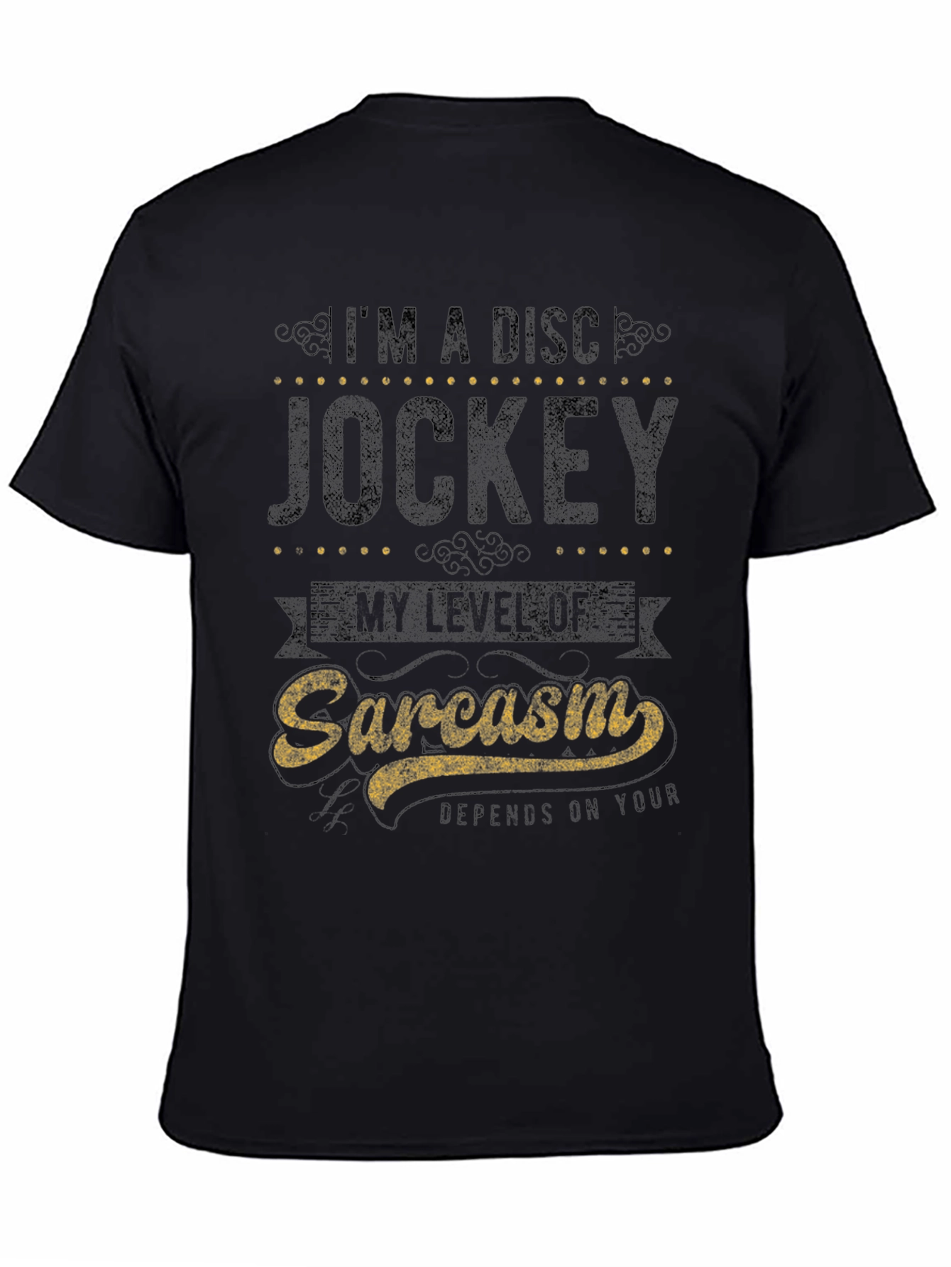 Sarcastic Disc Jockey Graphic Tee - Black Cotton Shirt