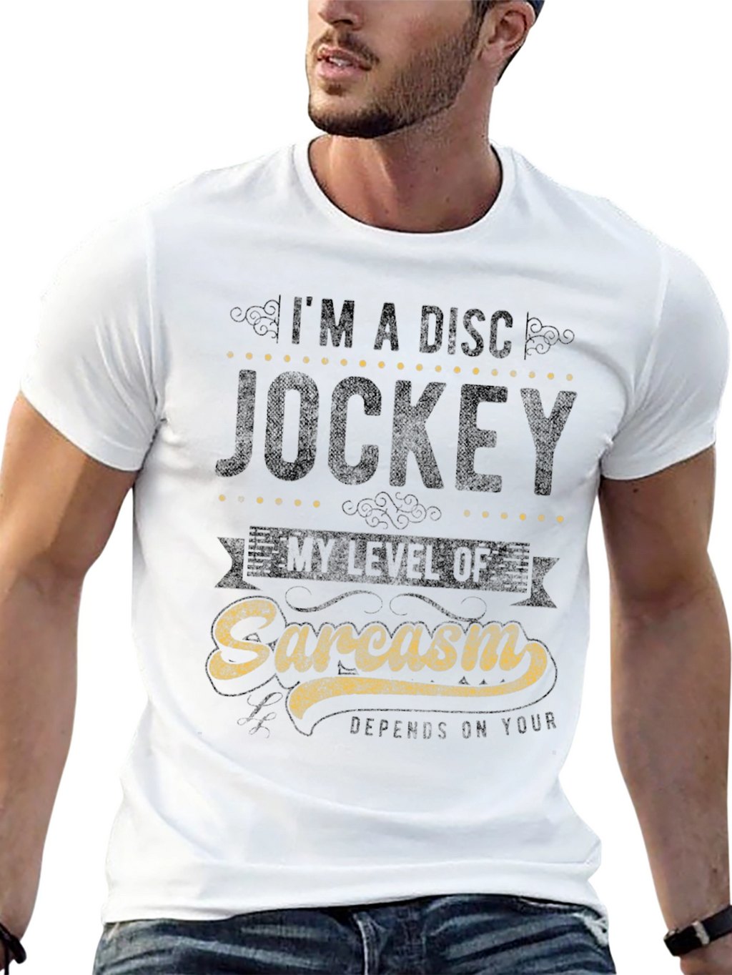 Sarcastic Disc Jockey Graphic Tee - Black Cotton Shirt