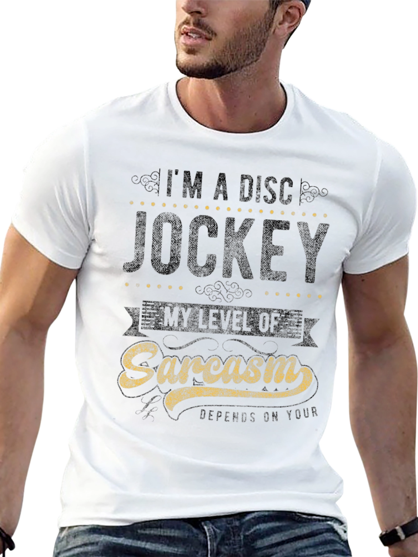 Sarcastic Disc Jockey Graphic Tee - Black Cotton Shirt