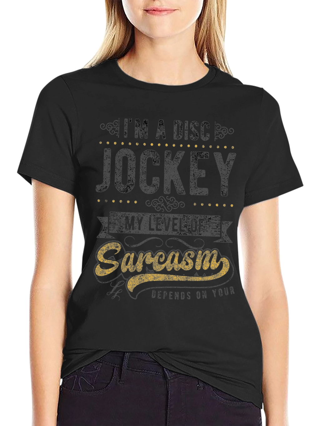Sarcastic Disc Jockey Graphic Tee - Black Cotton Shirt