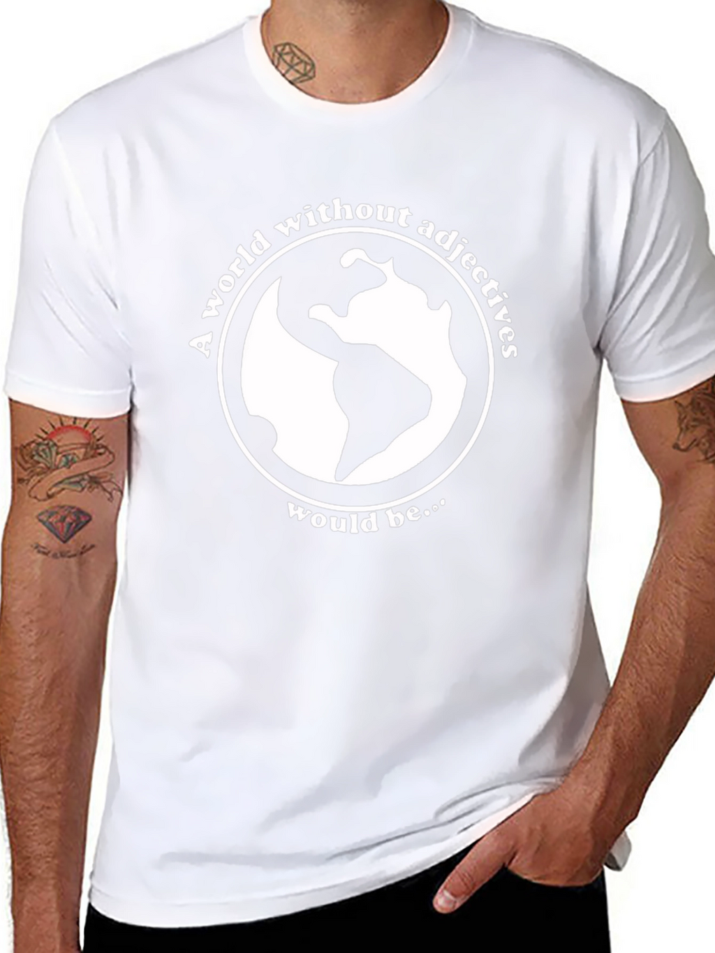 Adjective-Free World T-Shirt - Black Graphic Tee