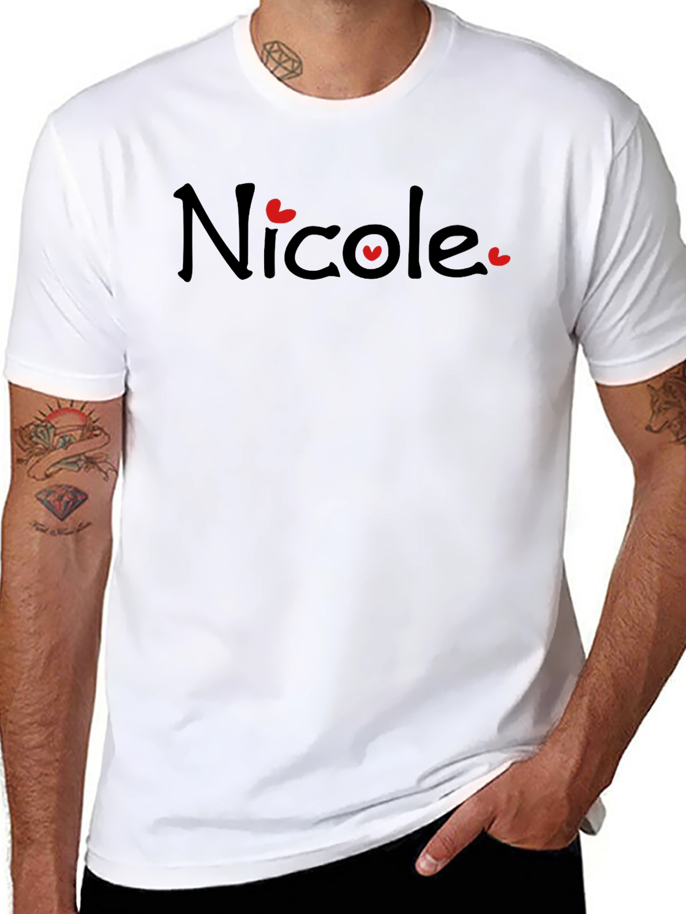 Nicole Name Heart Graphic Black T-Shirt