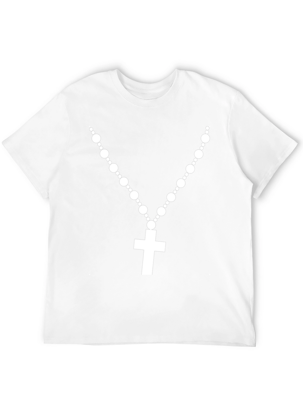 Rosary Cross Graphic T-Shirt - Black Crew Neck Tee