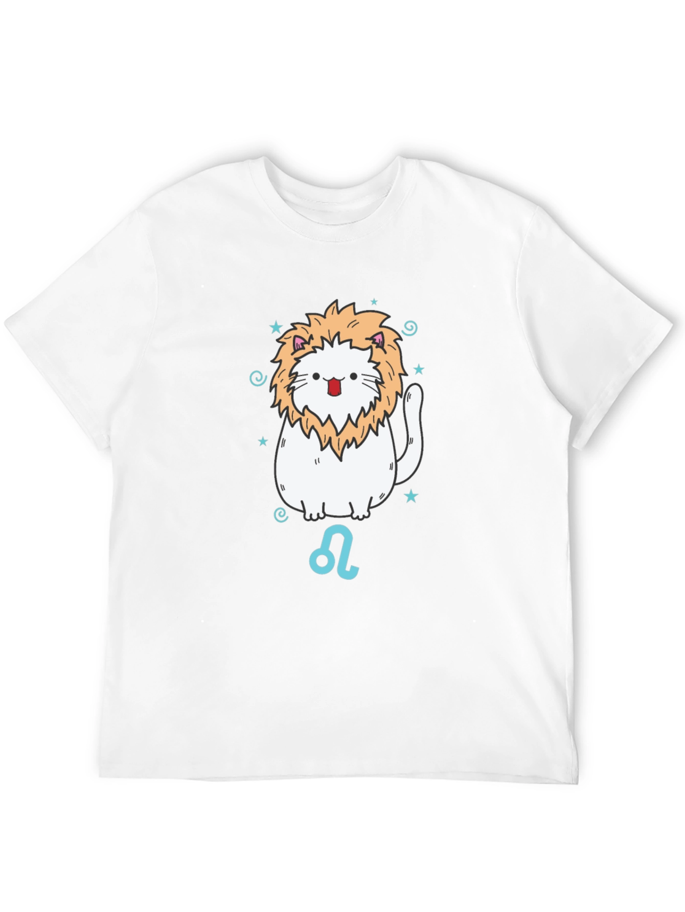 Leo Zodiac Cat T-Shirt - Black Cotton Tee