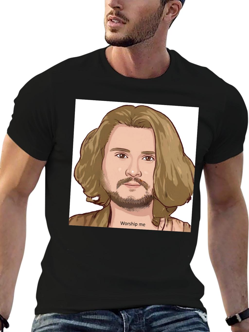 Worship Me Cartoon Graphic Tee