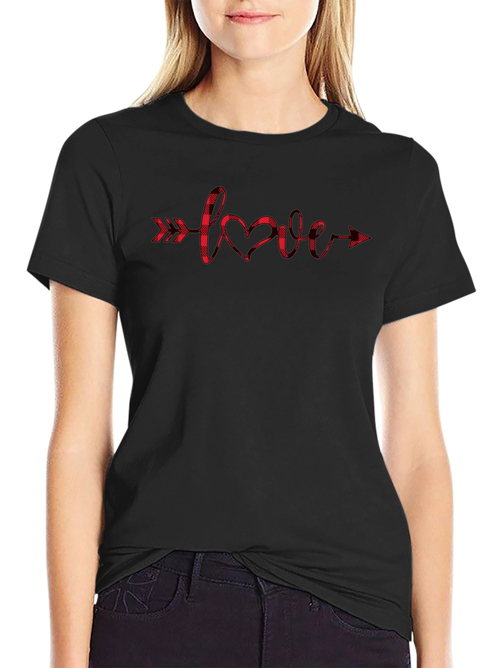 Buffalo Plaid Love Arrow Graphic Tee - Unisex