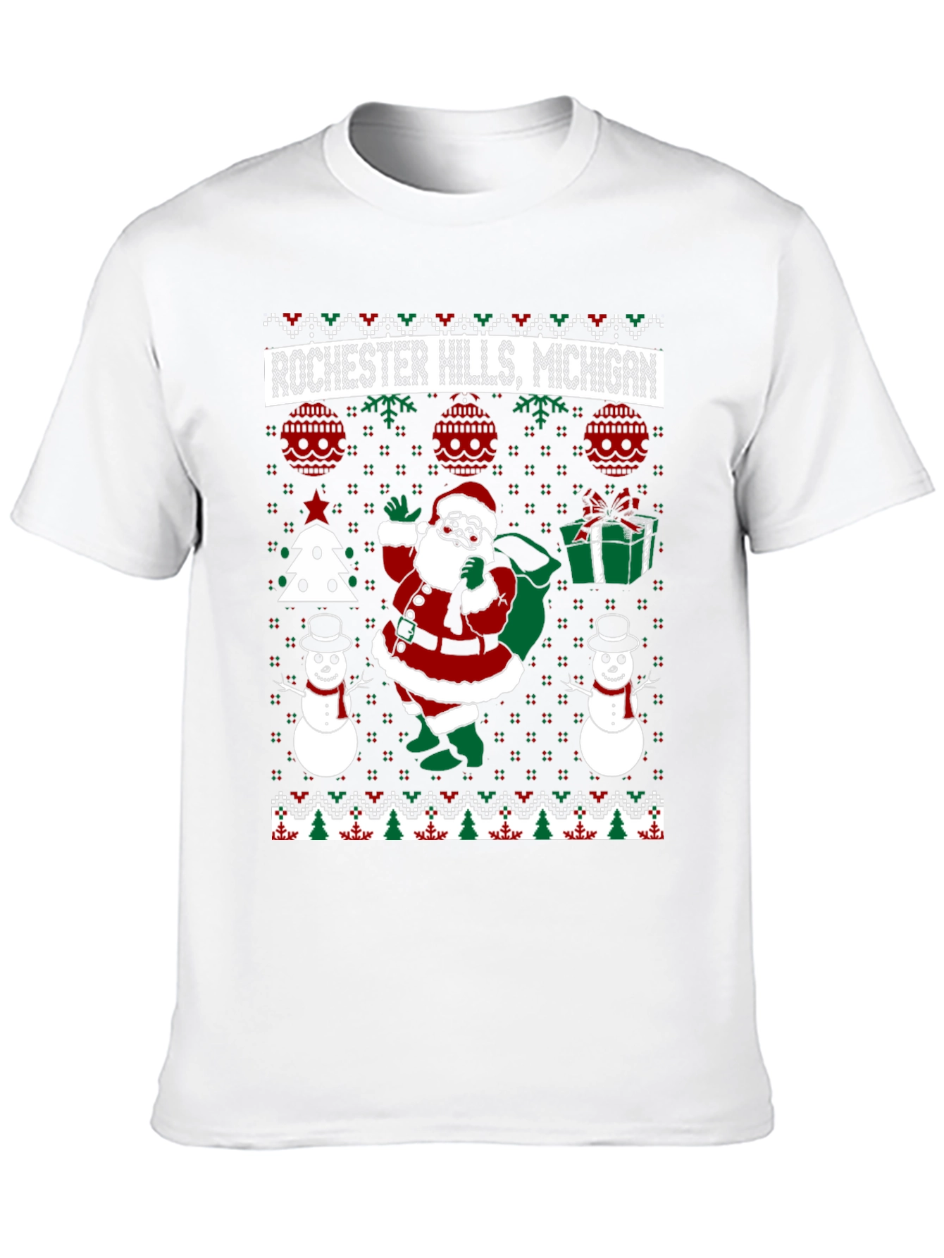 Rochester Hills Michigan Ugly Christmas T-Shirt