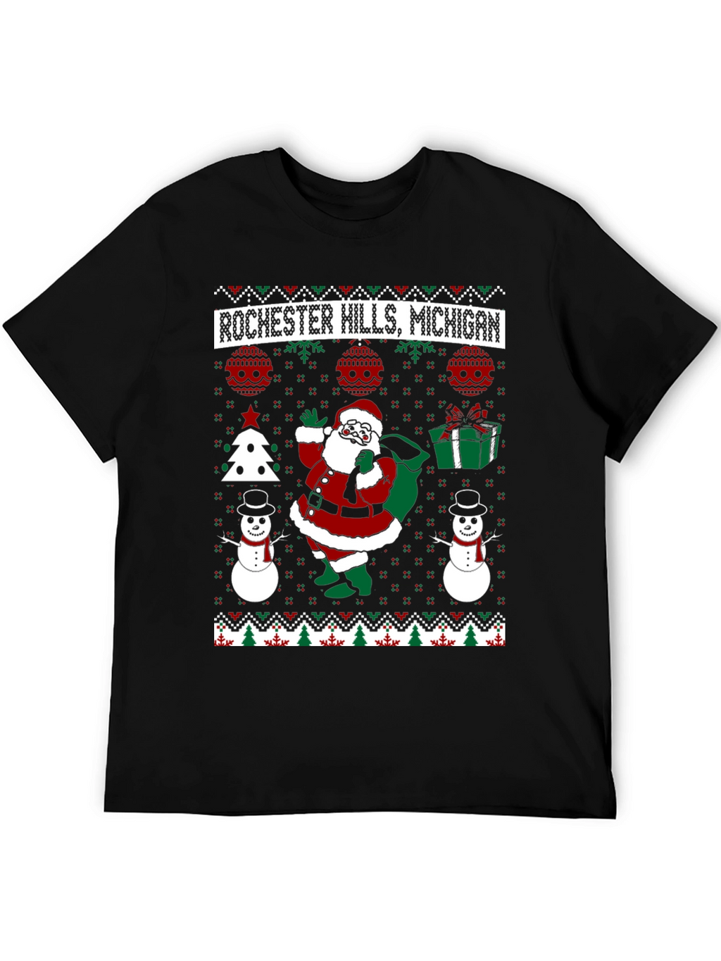 Rochester Hills Michigan Ugly Christmas T-Shirt