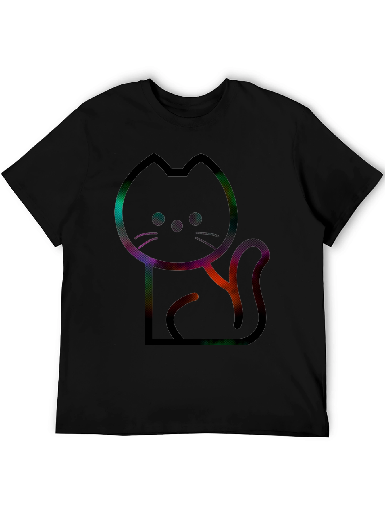 Modern Cat Graphic Tee - Mens Black T-Shirt
