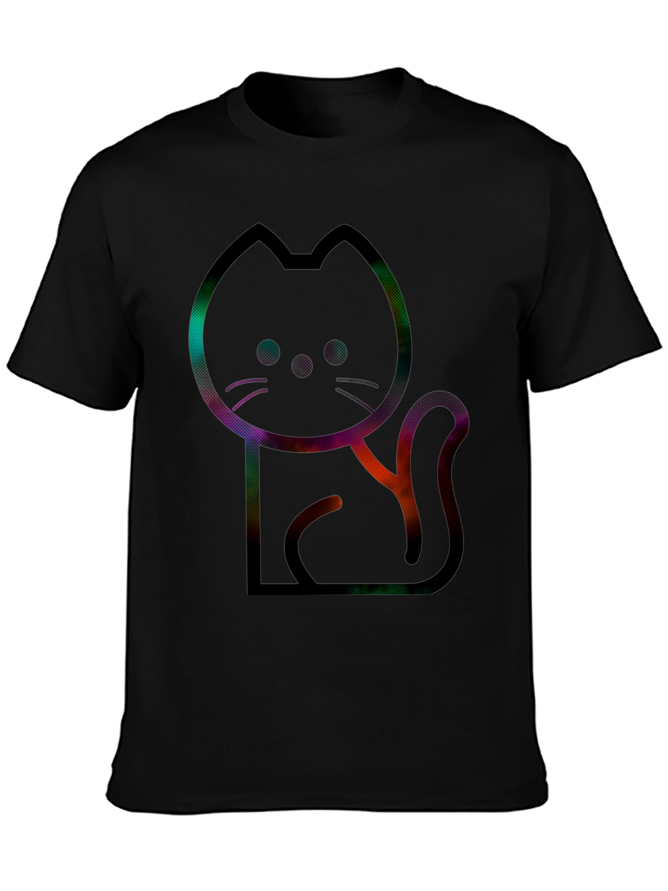 Modern Cat Graphic Tee - Mens Black T-Shirt