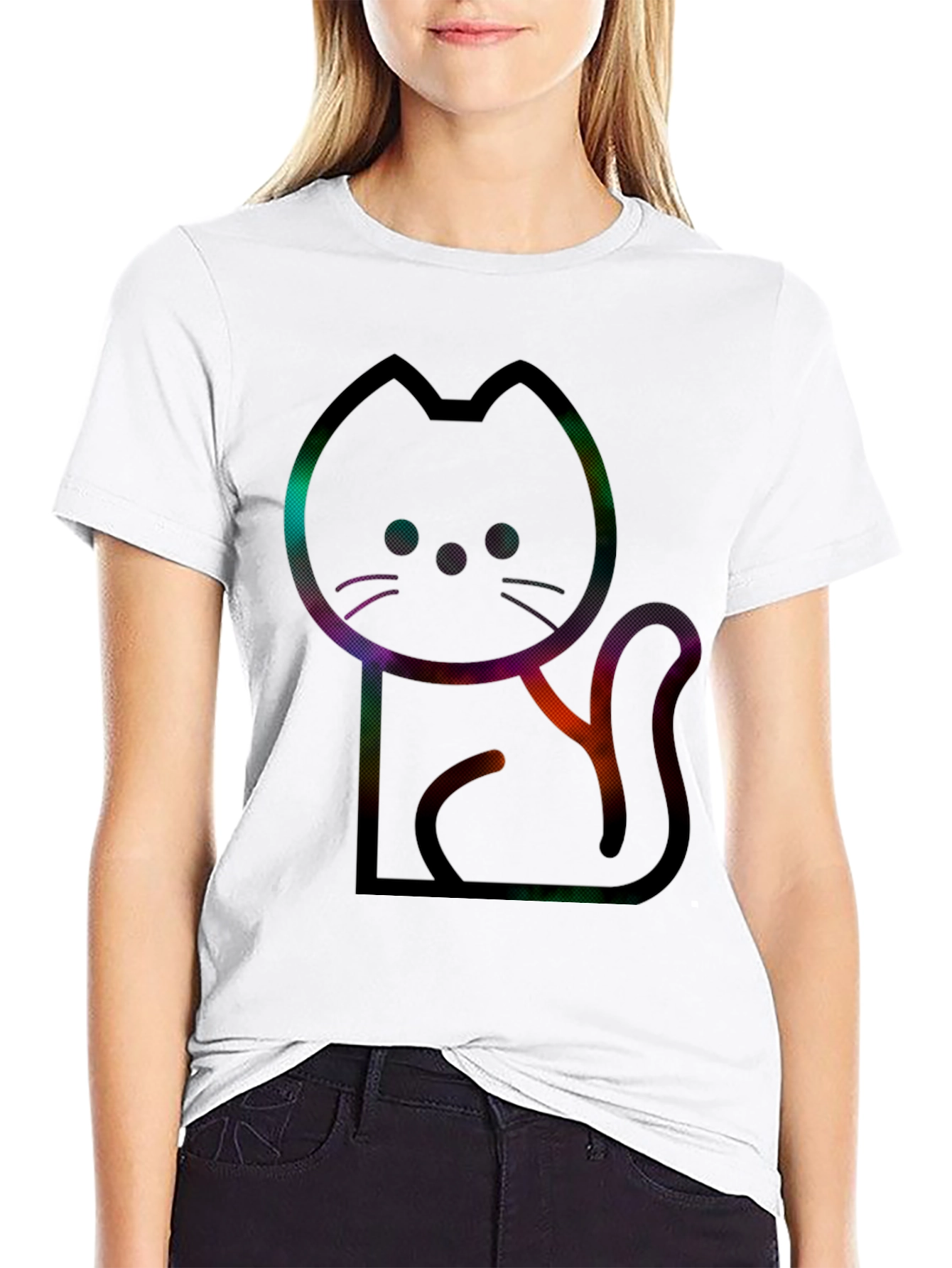 Modern Cat Graphic Tee - Mens Black T-Shirt