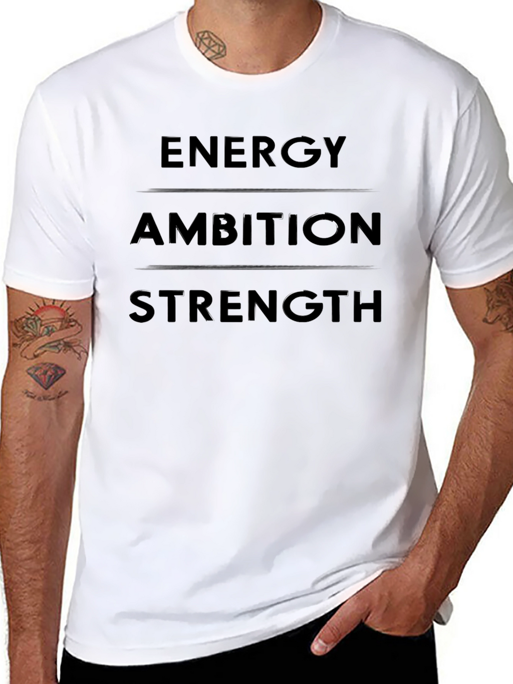 Energy Ambition Strength Graphic Tee - Mens Black T-Shirt