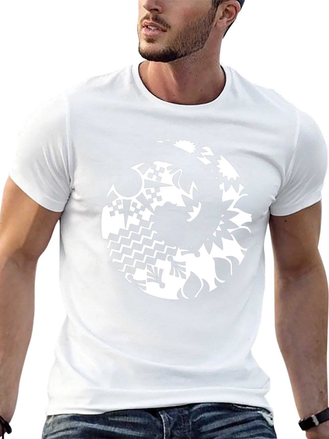 Abstract Graphic Tee - Black Casual Style