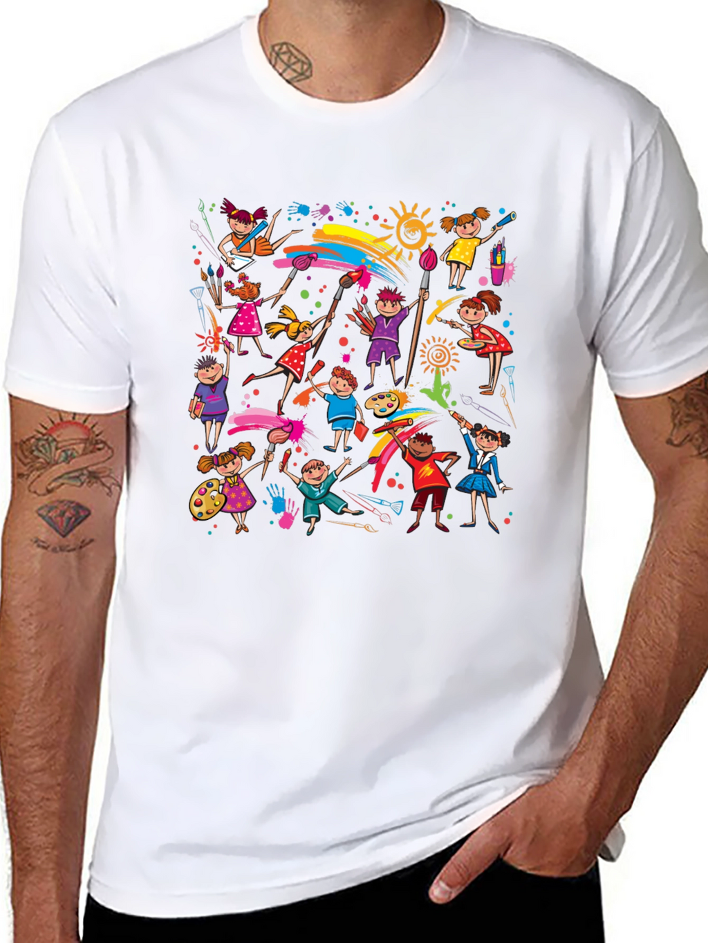 Kids Painting Art Black T-Shirt