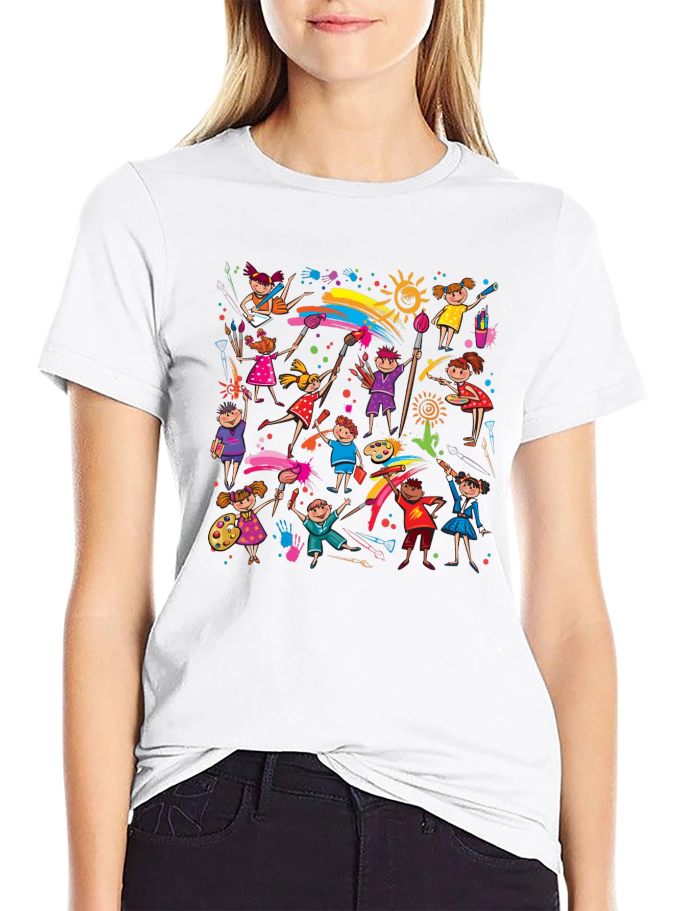 Kids Painting Art Black T-Shirt