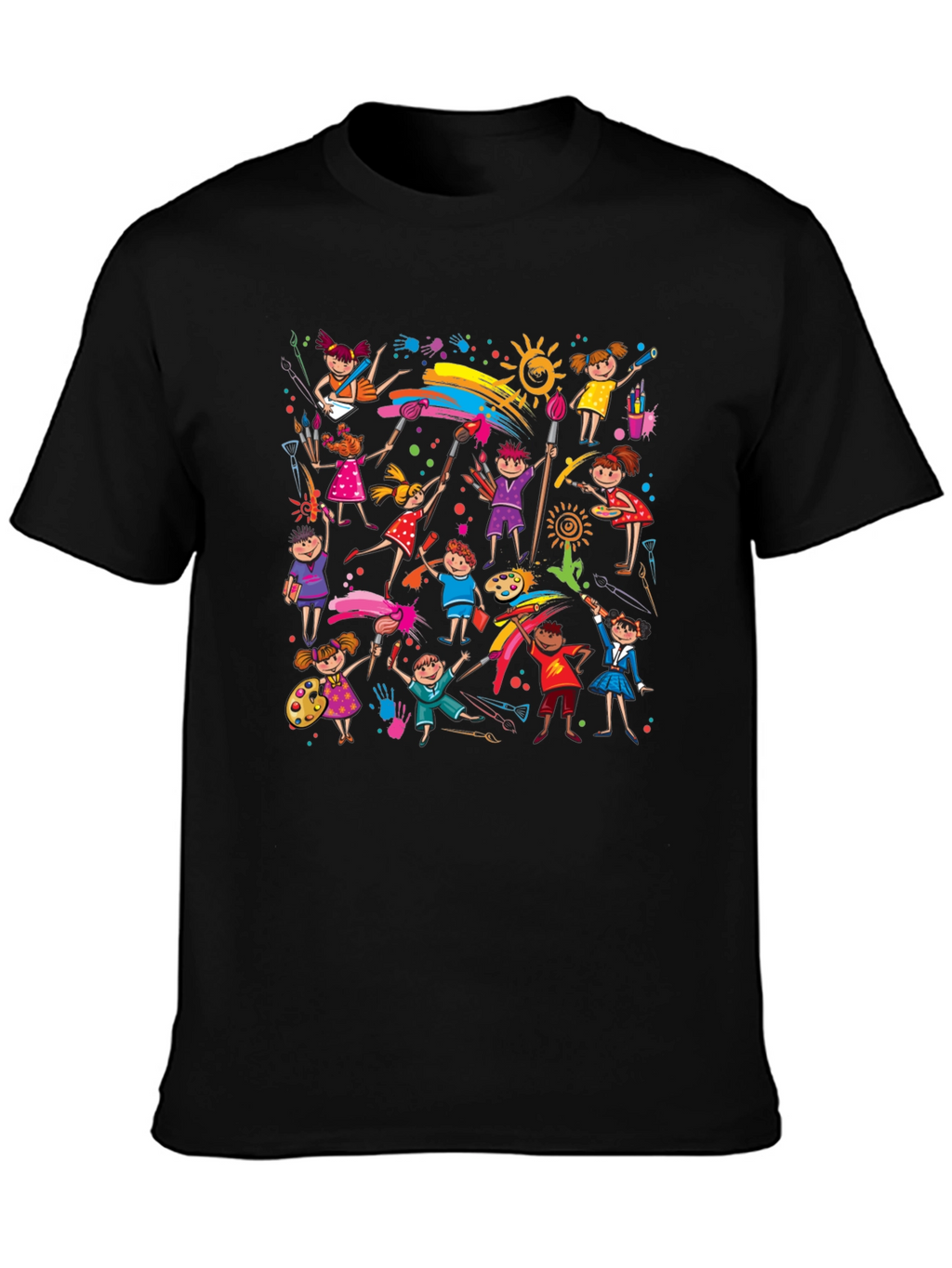 Kids Painting Art Black T-Shirt