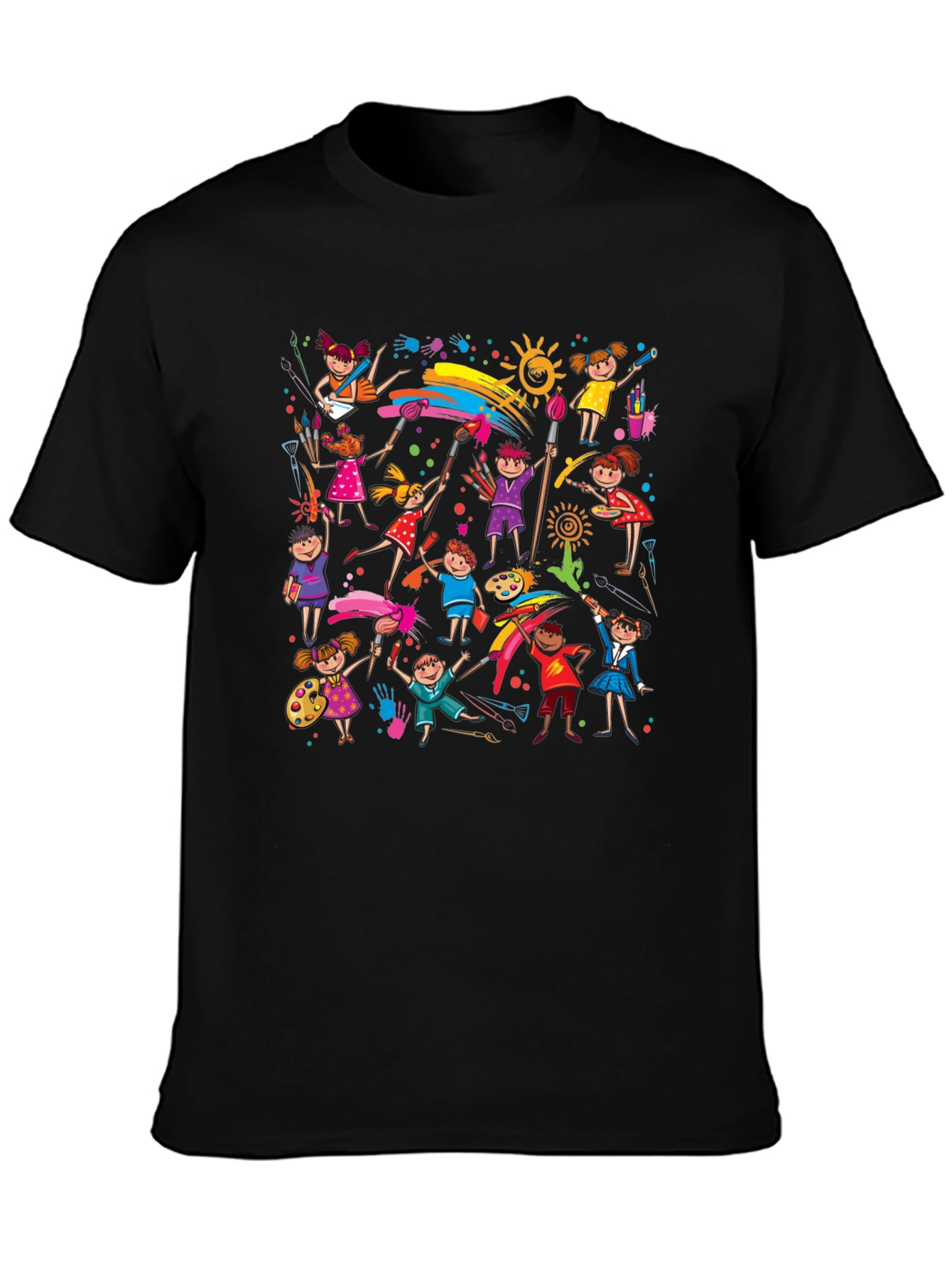 Kids Painting Art Black T-Shirt