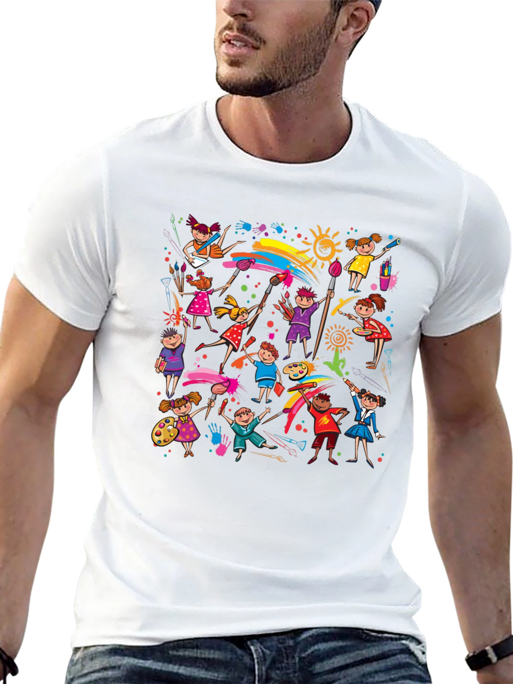 Kids Painting Art Black T-Shirt