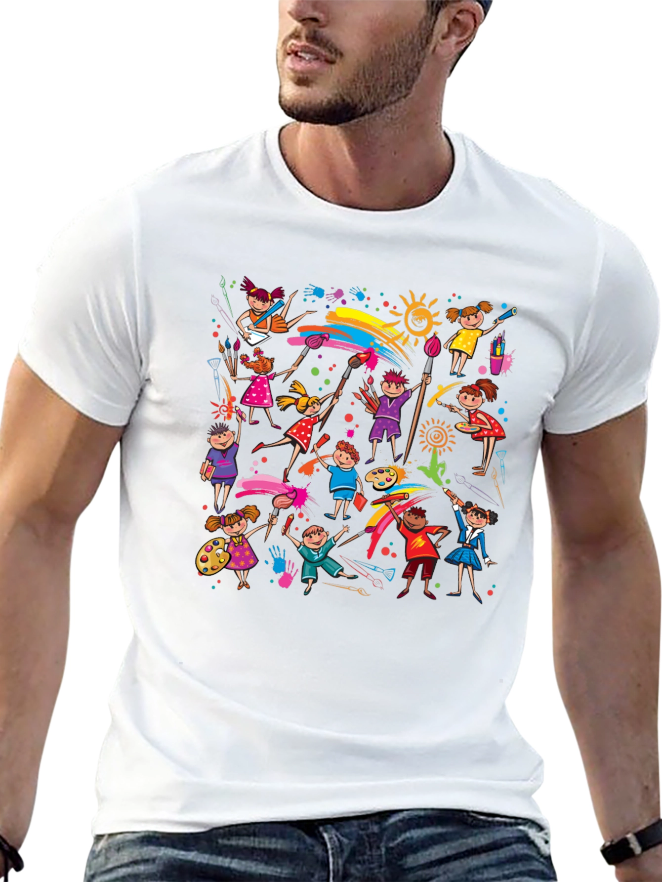 Kids Painting Art Black T-Shirt
