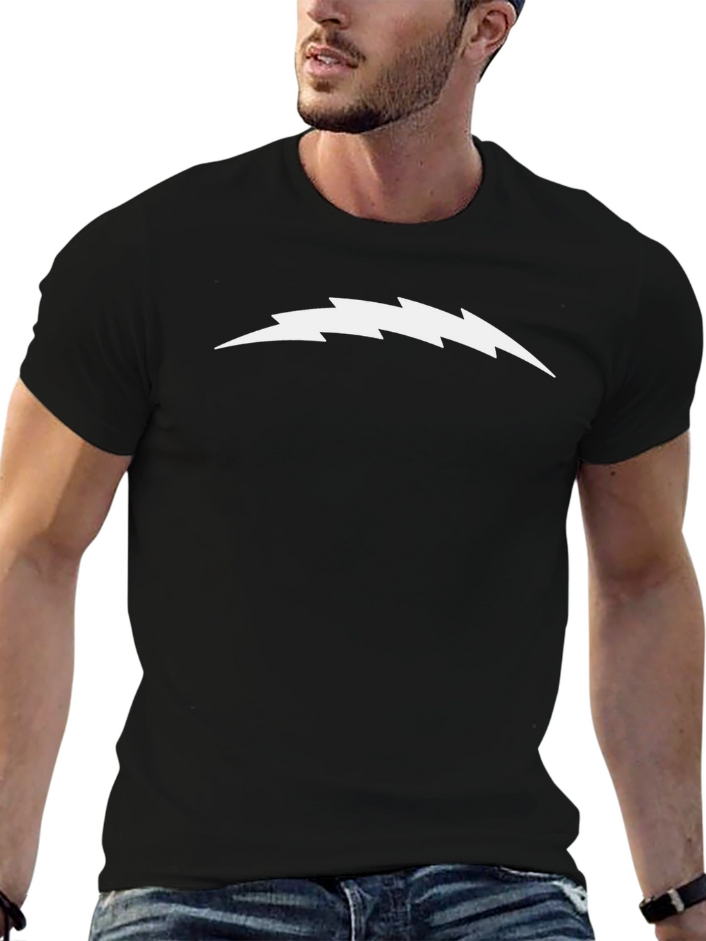 Modern Black T-Shirt with Bolt Graphic