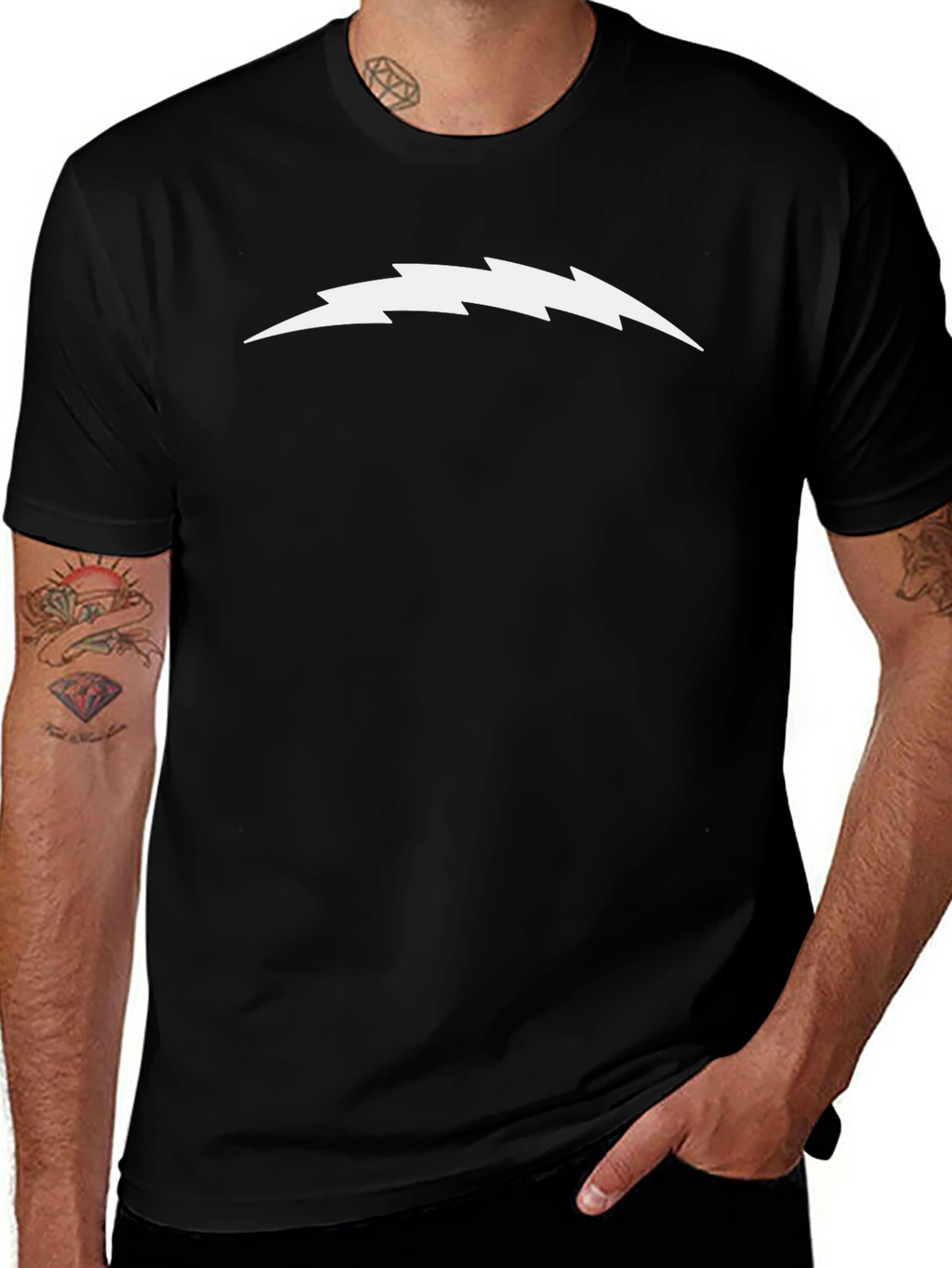 Modern Black T-Shirt with Bolt Graphic